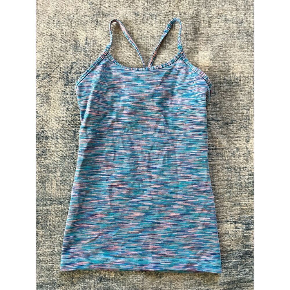 Ivivva Lululemon Heathered Blue Pink Power Y Athletic Tank Top Girls Size 7